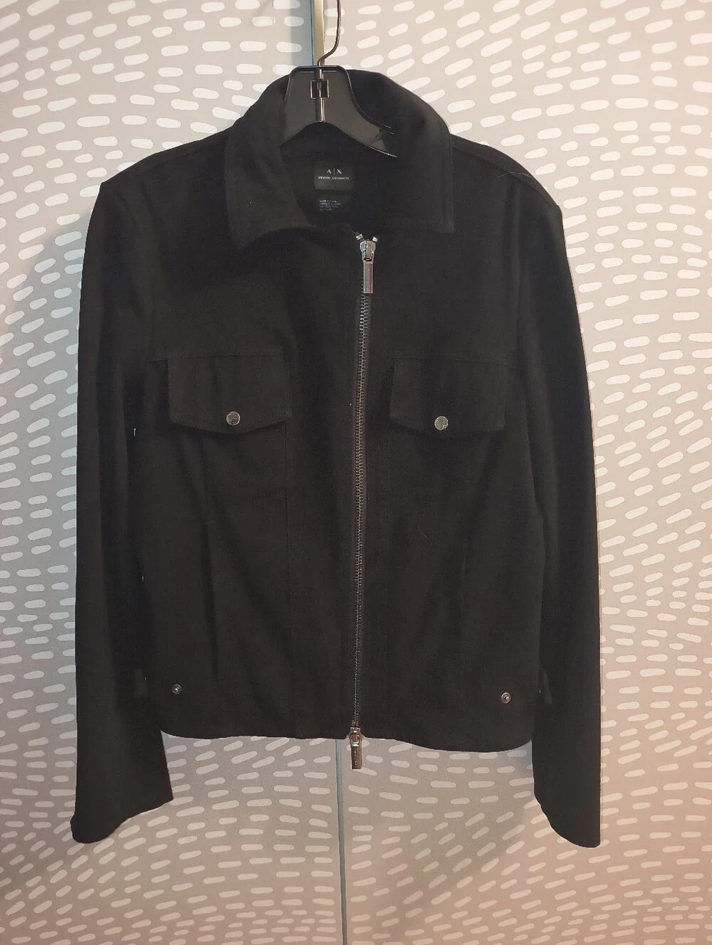 Armani Exchange faux suede zip-up jacket with chest pockets Sz XL